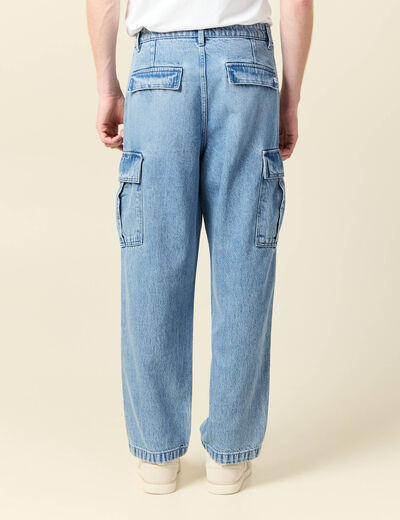 Cargo en coton denim bleach homme