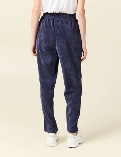 Tregging velours 7/8ème bleu marine femme