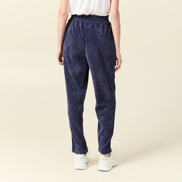 Tregging velours 7/8ème bleu marine femme