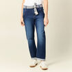 Jeans boyfriend ceinturé denim brut femme