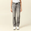 Jeans straight taille haute 7/8ème denim gris clair femme