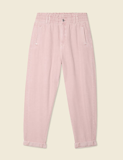 Jeans slouchy 7/8ème rose clair femme