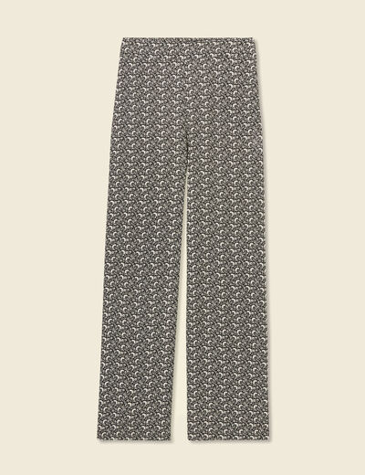 Pantalon large taille haute noir femme