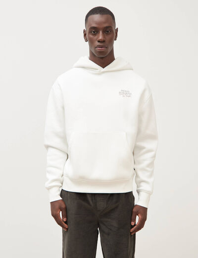 Sweat ample &agrave; capuche manches longues ecru homme