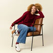Sweat col rond manches longues rouge femme