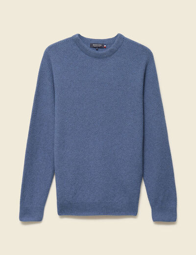 Pull manches longues fabriqu&eacute; en France bleu fonc&eacute; homme