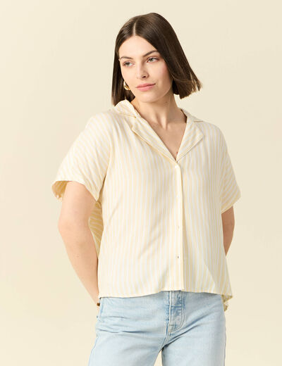Chemise manches 3/4 jaune femme