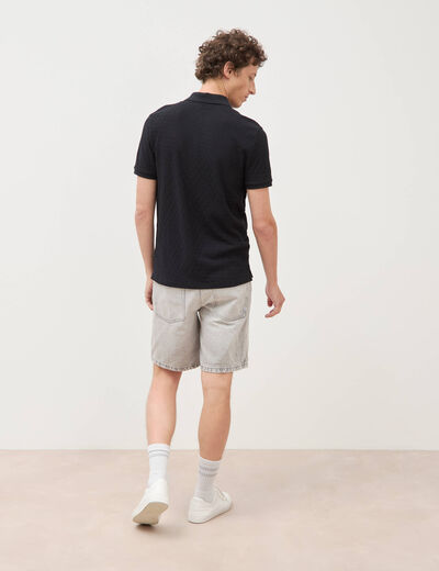 Polo cintr&eacute; manches courtes noir homme