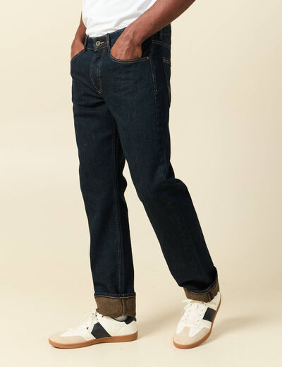 Jeans regular longueur 34 en coton denim brut rinse homme