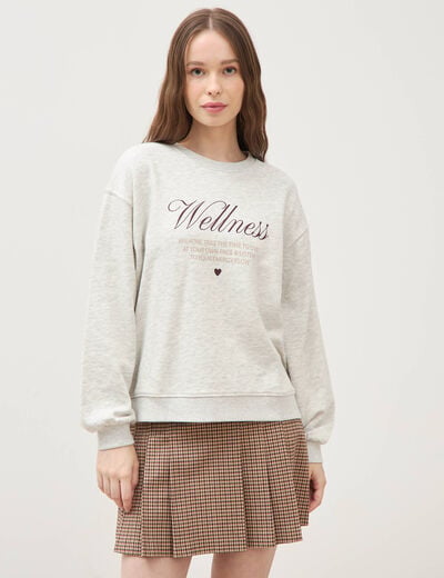 Sweat droit manches longues gris clair femme