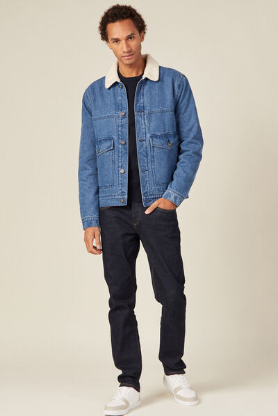 Pull manches longues bleu marine homme