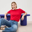 Pull col rond manches courtes rouge fonc&eacute; femme