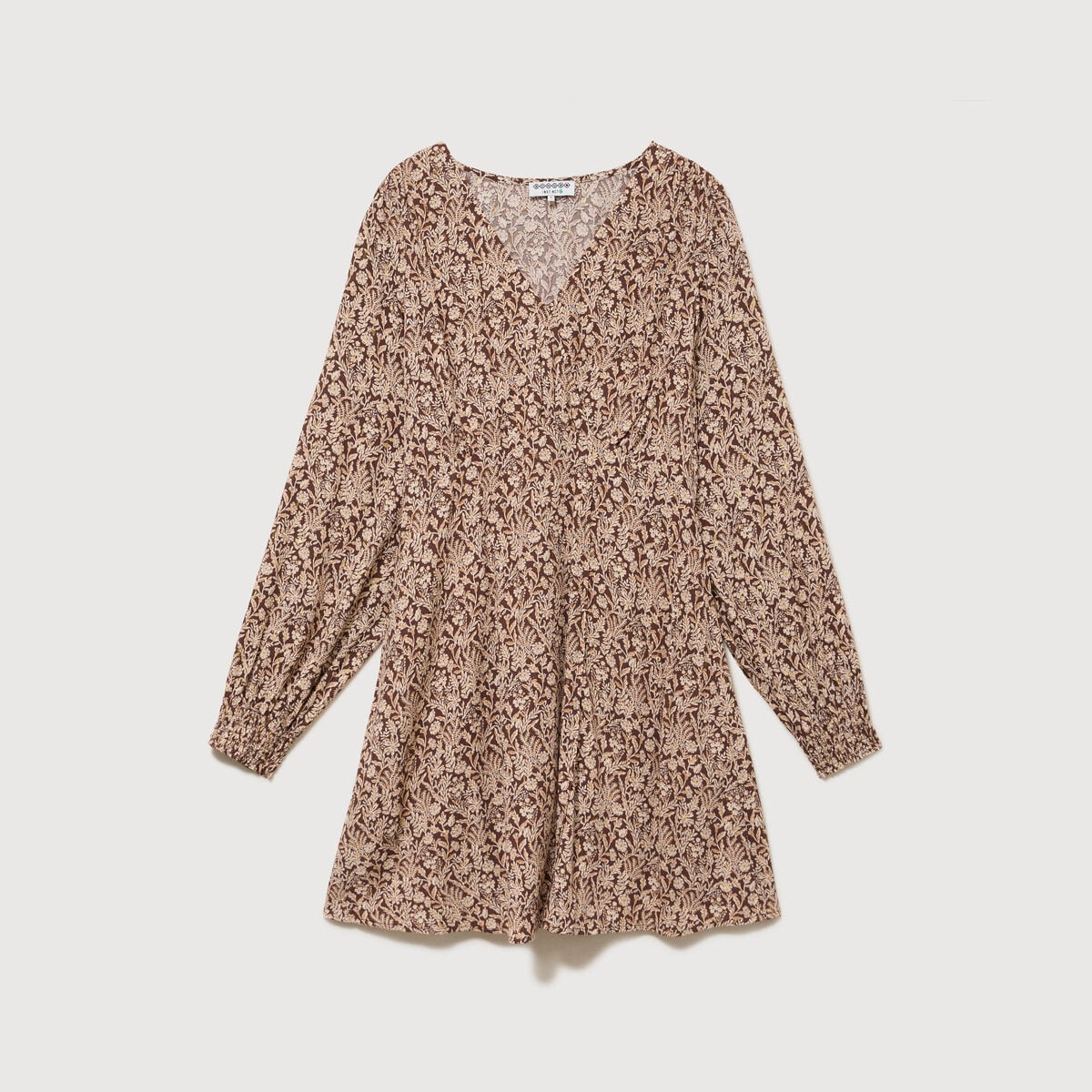 Robe manches longues marron femme