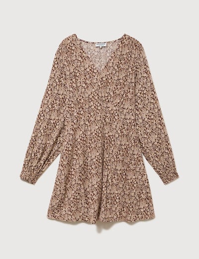 Robe manches longues marron femme