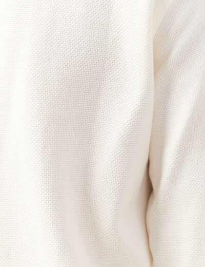 Polo manches longues en coton ecru homme