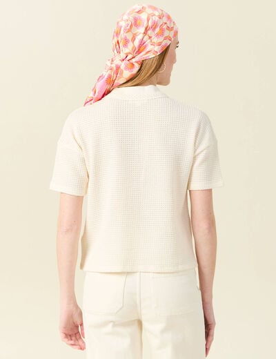 Polo manches courtes creme femme
