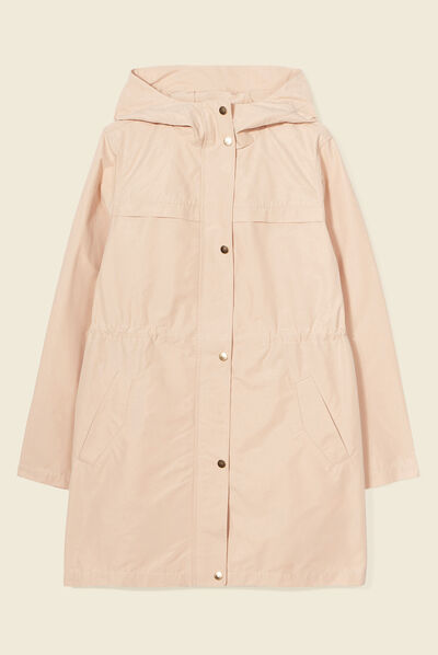 Parka à capuche déperlante beige femme