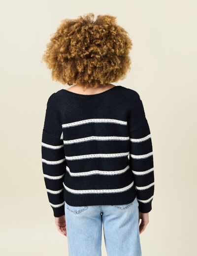 Pull manches longues bleu marine femme