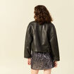 Blouson simili cuir marron femme