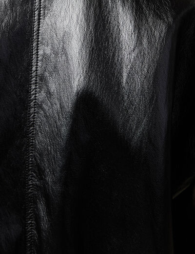 Veste oversize manches longues doubl&eacute;e noir femme