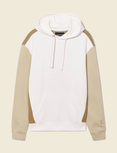Sweat capuche éco-responsable beige homme