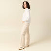 Blouse droite courte d&eacute;tail dentelle creme femme