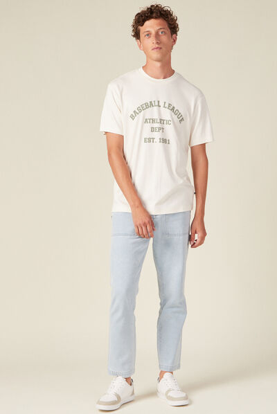 T-shirt manches courtes ecru homme