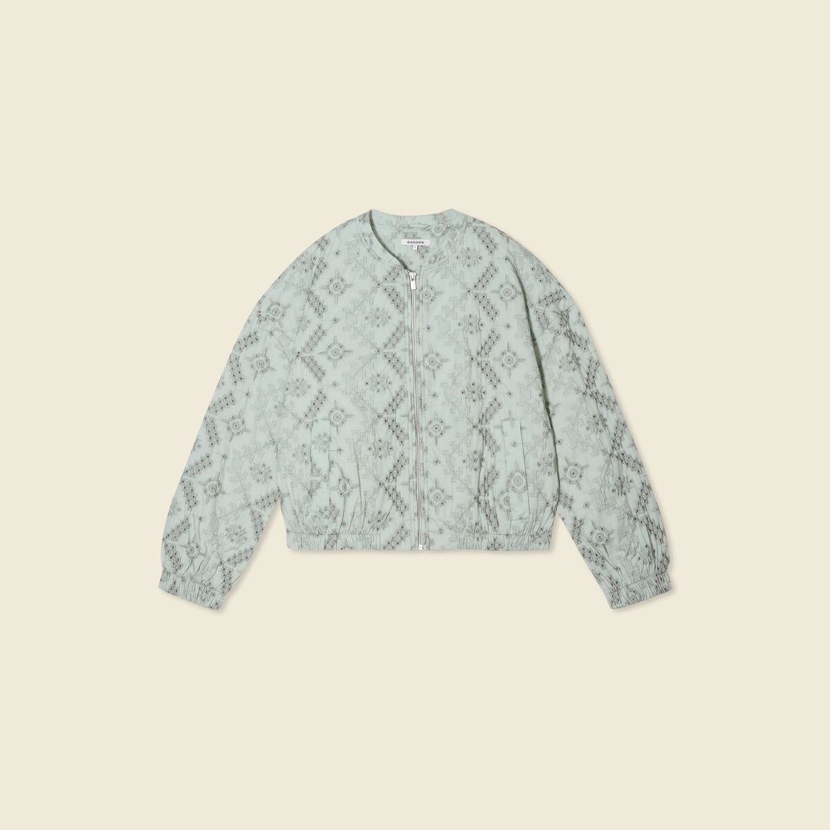 Veste broderie anglaise vert clair femme
