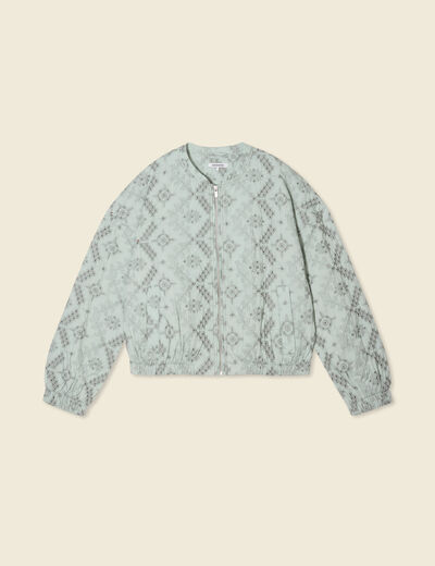 Veste broderie anglaise vert clair femme