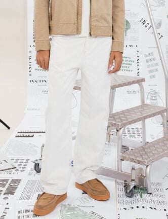 Jeans relax 5 poches denim blanc homme