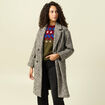 Manteau long oversize col montant gris fonc&eacute; femme