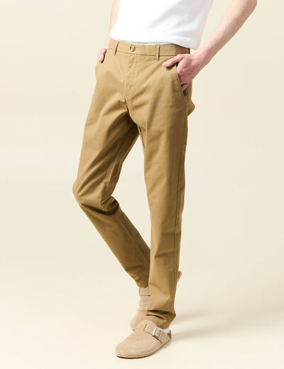 Pantalon chino slim vert kaki homme