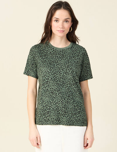 T-shirt manches courtes vert kaki femme