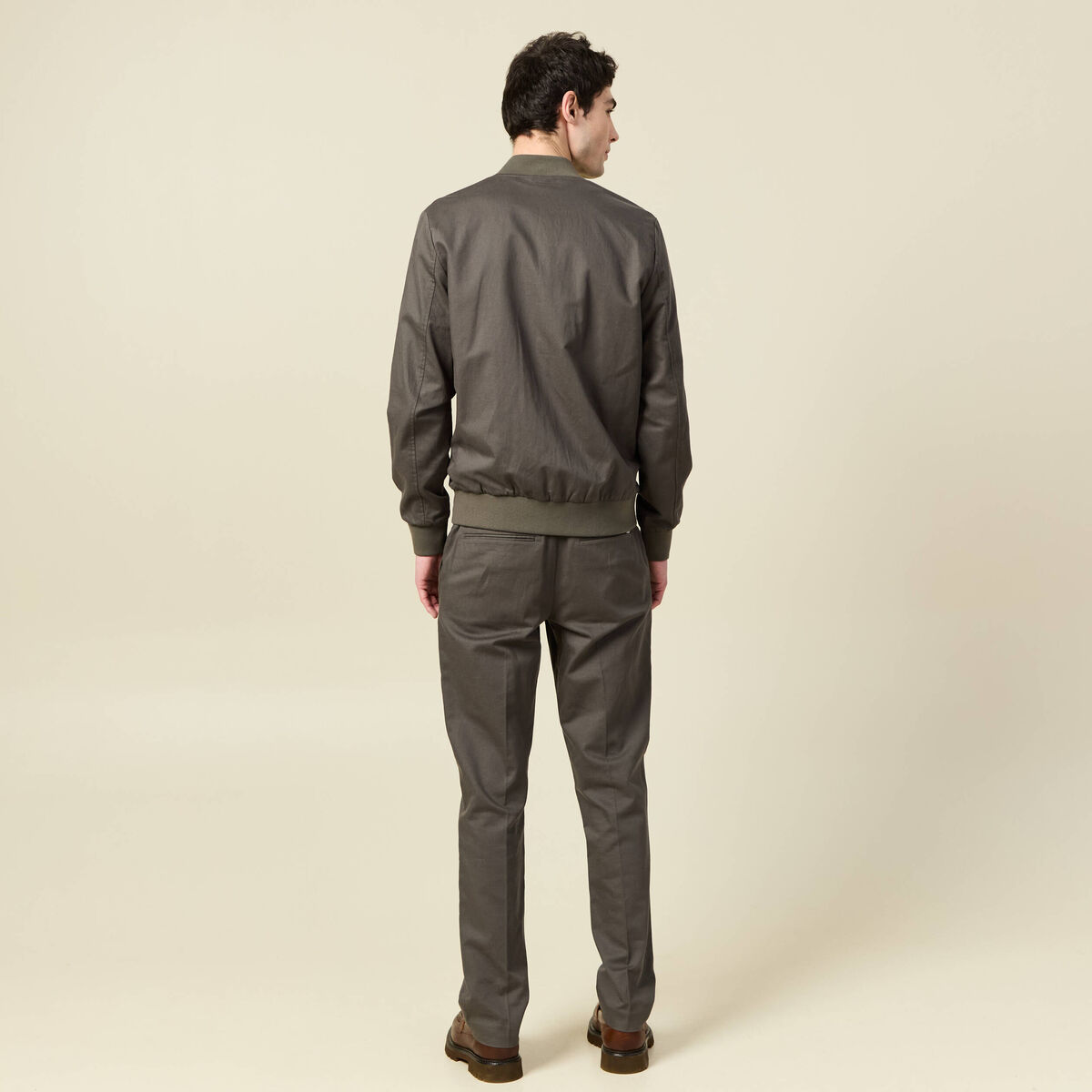 Blouson zipp&eacute; col teddy vert fonc&eacute; homme
