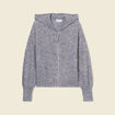 Gilet manches longues capuche gris clair femme