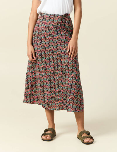 Jupe longue portefeuille noir femme