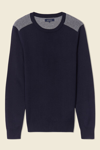 Pull manches longues bleu marine homme