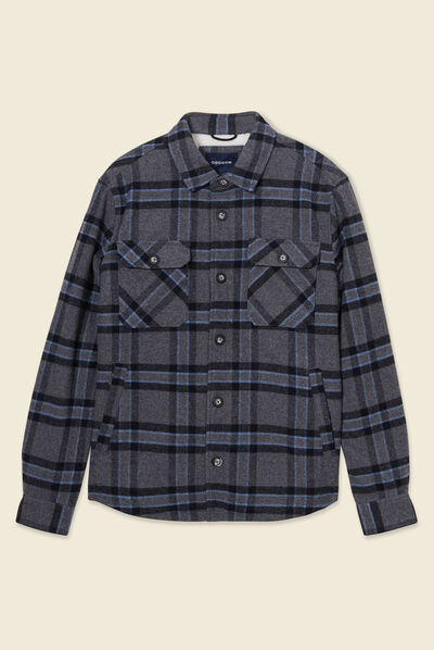 Veste surchemise droite bleu gris homme