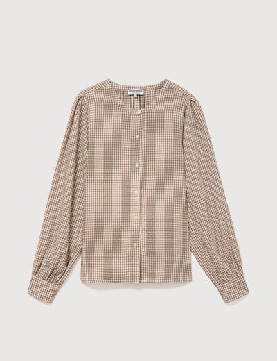 Chemise oversize manches longues marron clair femme