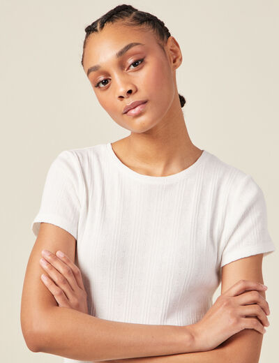 T-shirt manches courtes ecru femme