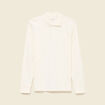 Polo manches longues en coton ecru homme