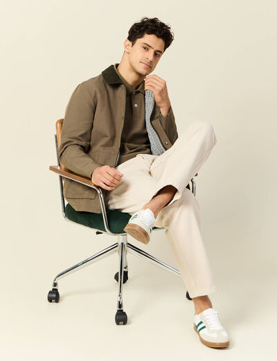 Polo manches courtes vert kaki homme