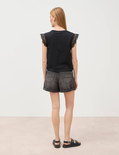 T-shirt manches courtes noir femme