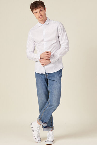 Chemise manches longues blanc homme