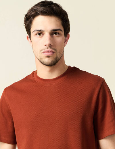 T-shirt manches courtes marron cognac homme