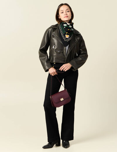 Jeans flare à pont denim noir femme