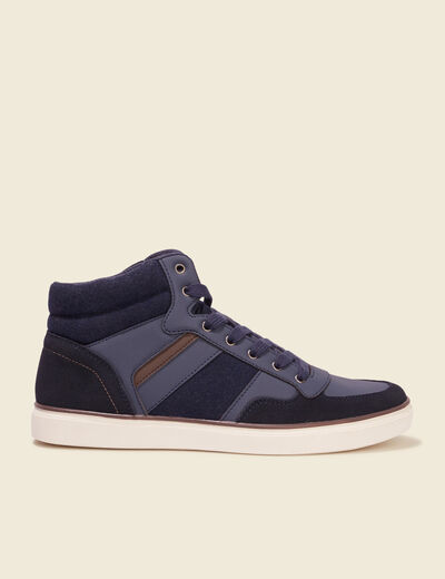 Baskets montantes à lacets bleu marine homme