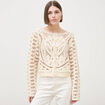 Cardigan droit court manches longues ecru femme