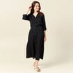 Robe droite manches longues 3/4 noir femme