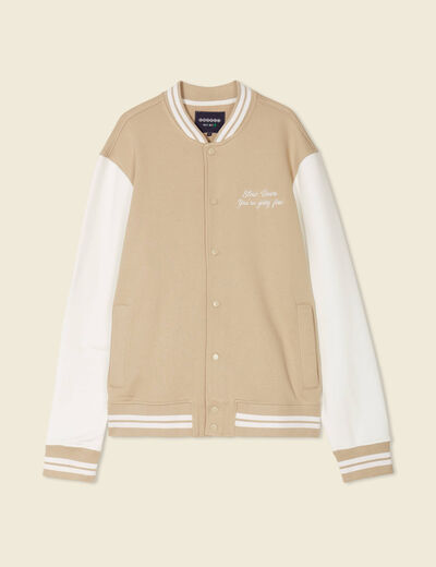Veste teddy éco-responsable beige homme